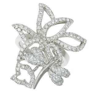 Gucci Dragonfly Flora Motif Diamond Ring 18K White Gold 750 White Gold Diamond
